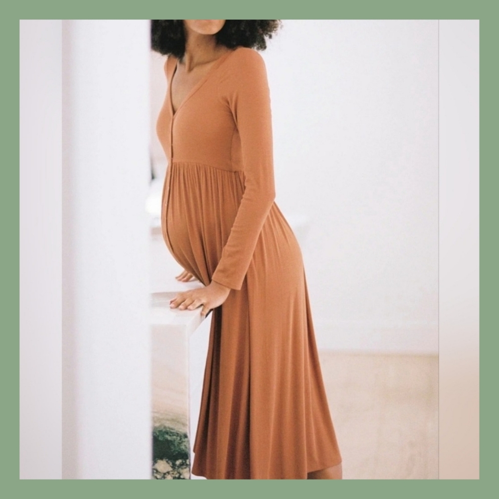 Hatch the Softest Rib Knit dress in caramel brown sz 1 (s)